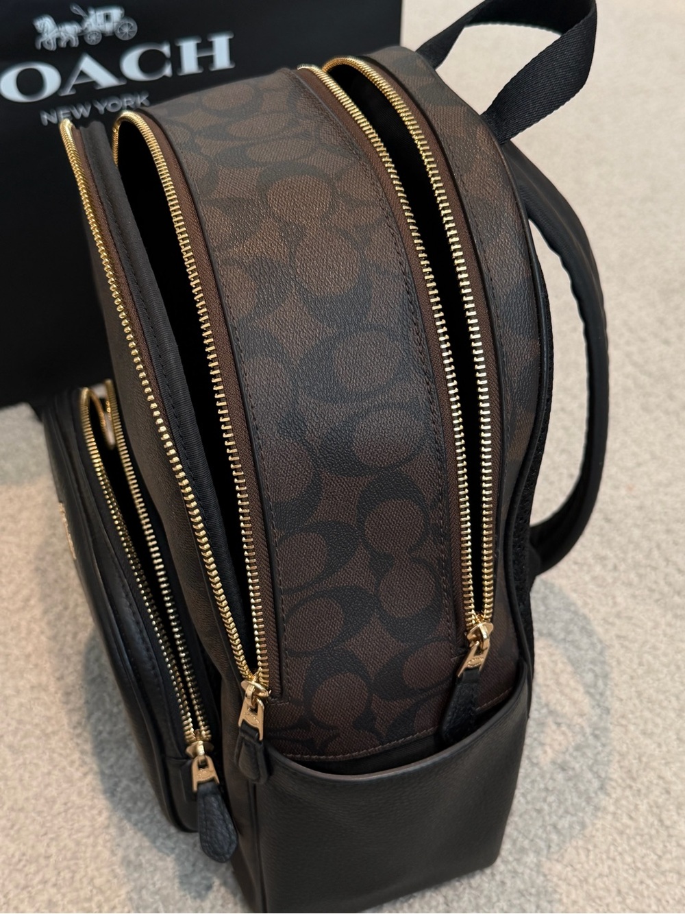 Coach Brown Signature Mini Backpack with Black Trim - Picture 13 of 13